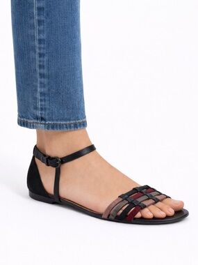 Enzo Angiolini Black and Red Strappy Sandals
